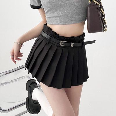 A-Line Pleated Mini Skirts Women Streetwear Y2K Black High Waist Skirt Harajuku All-match Preppy Styles Casual