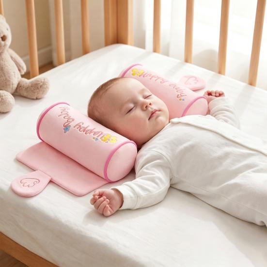 Hypoallergenic Baby Bedding Head Shaping Pillow, Breathable Anti-Flat Crib Pillow with Comfortable Cushion Adjustable Air Rollers, Ergonomic