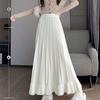 Autumn Winter Women's Knitted Pleated Skirt Long High-waist A-line Skirt