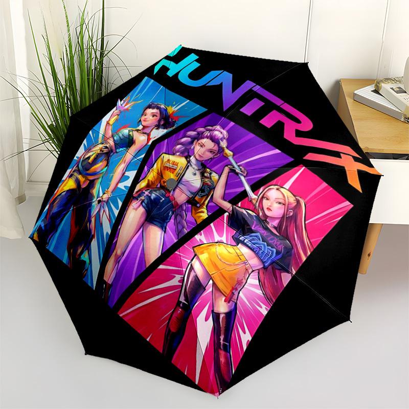 1pc Huntress Team Automatic Folding Umbrella, Durable Plastic & Iron, Lightweight for Outdoor Daily Use 021