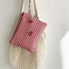 Large Capacity Cherry Cosmetic Bag Korean Style Canvas Coin Purse Creative Plaid Makeup Bags  Men