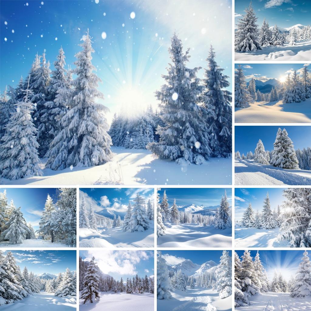Yeele Photography Backdrop Winter Forest Snow Scenery Large Hanging Banner Pine Trees Kid Aldult Portrait Decor Photo Background