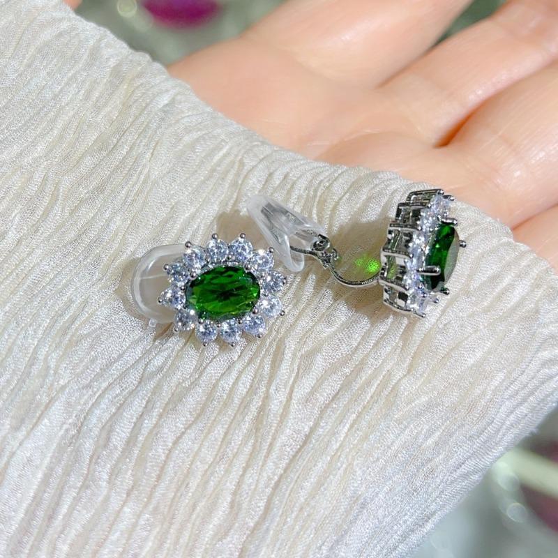 Princess ear clips pink zirconium girl heart with AAA zircon group setting colorful color scheme super exquisite earrings without earrings