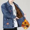 Men's Velvet-Lined Thick Denim Jacket - Extra Warm, Loose Fit, Trendy Plus Size for Winter