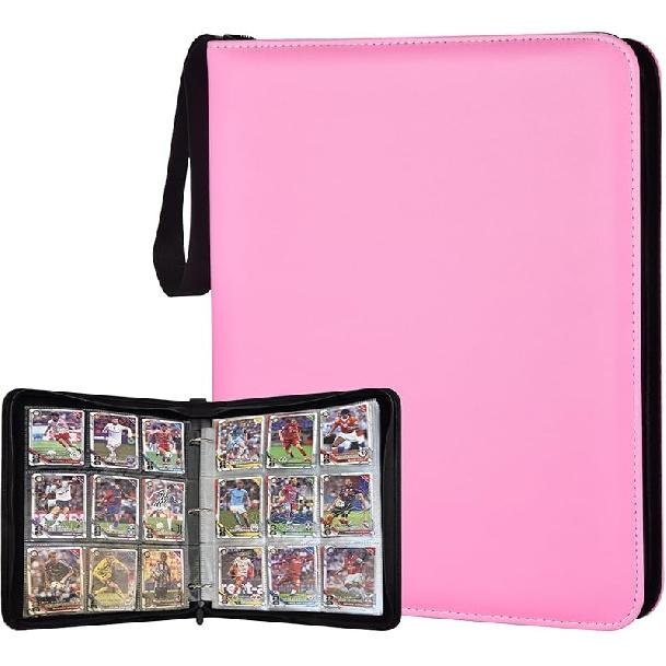 Portable 9-Pocket Trading Card Binder, Holds 990 Cards with 55 Removable Double-Sided Sleeves, Baseball Card Binder Card Storage Organizer Album for