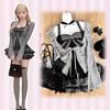 Ligwon Gothic Lolita Cosplay Long Sickly Top and Bottom Mini Cake Black and Korean Christmas Women's Set, Sleeve, Cute, Set, Skirt, Skirt, Stylish,