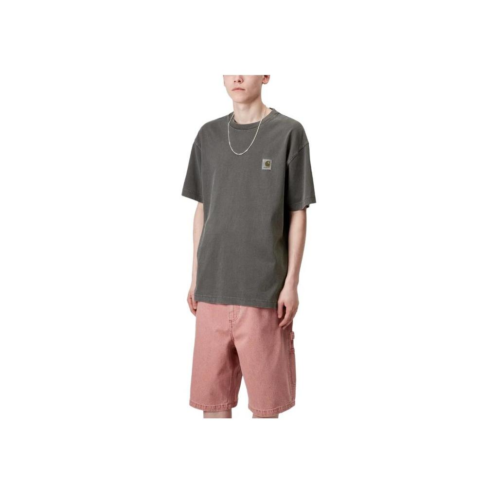 Carhartt WIP Logo Loose Fit Crew Neck Drop Shoulder Short Sleeve T-Shirt Men Tops Graphite I029949-87-GD