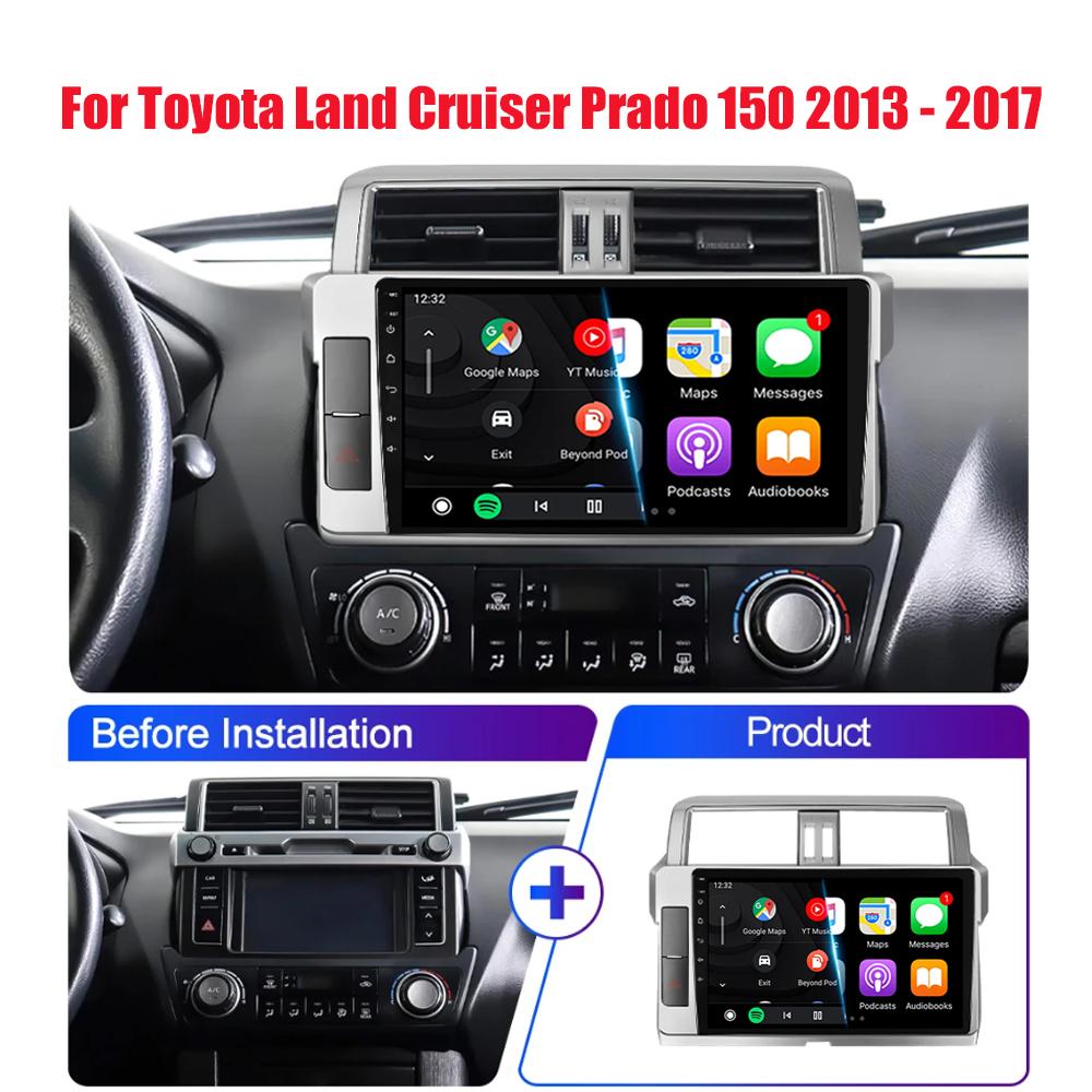 Car Radio Android 14 For Toyota Land Cruiser Prado 150 2013 2014 - 2017 Navigation Multimedia Player GPS WiFi+4G Video Carplay