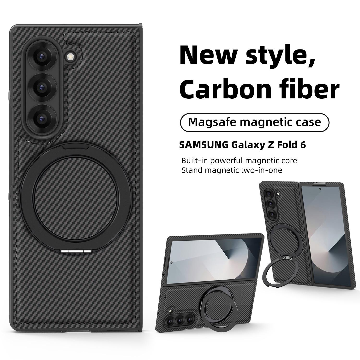 

Подходит для Samsung ZFold6 Магнитный вращающийся кронштейн Чехол для мобильного телефона Кевлар Zflip5 Складной экран Противоударный защитный чехол Samsung Z Fold3 чёрный