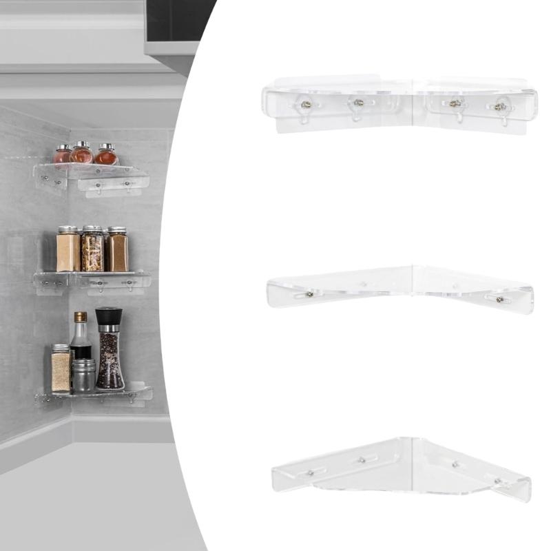 3 Piece Set Wall Mounted Acrylic Shelves Damage Frees Floating Storage Solution Contemporary Corner Shelf