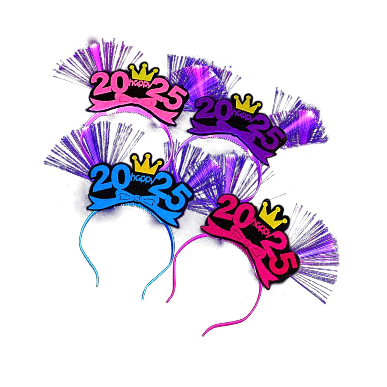 

4 шт. светодиодные обручи для волос Radiant LED 2025 на Новый год, светодиодная подсветка 2025, новогодняя повязка на голову, обруч для волос для празднования вечеринки C