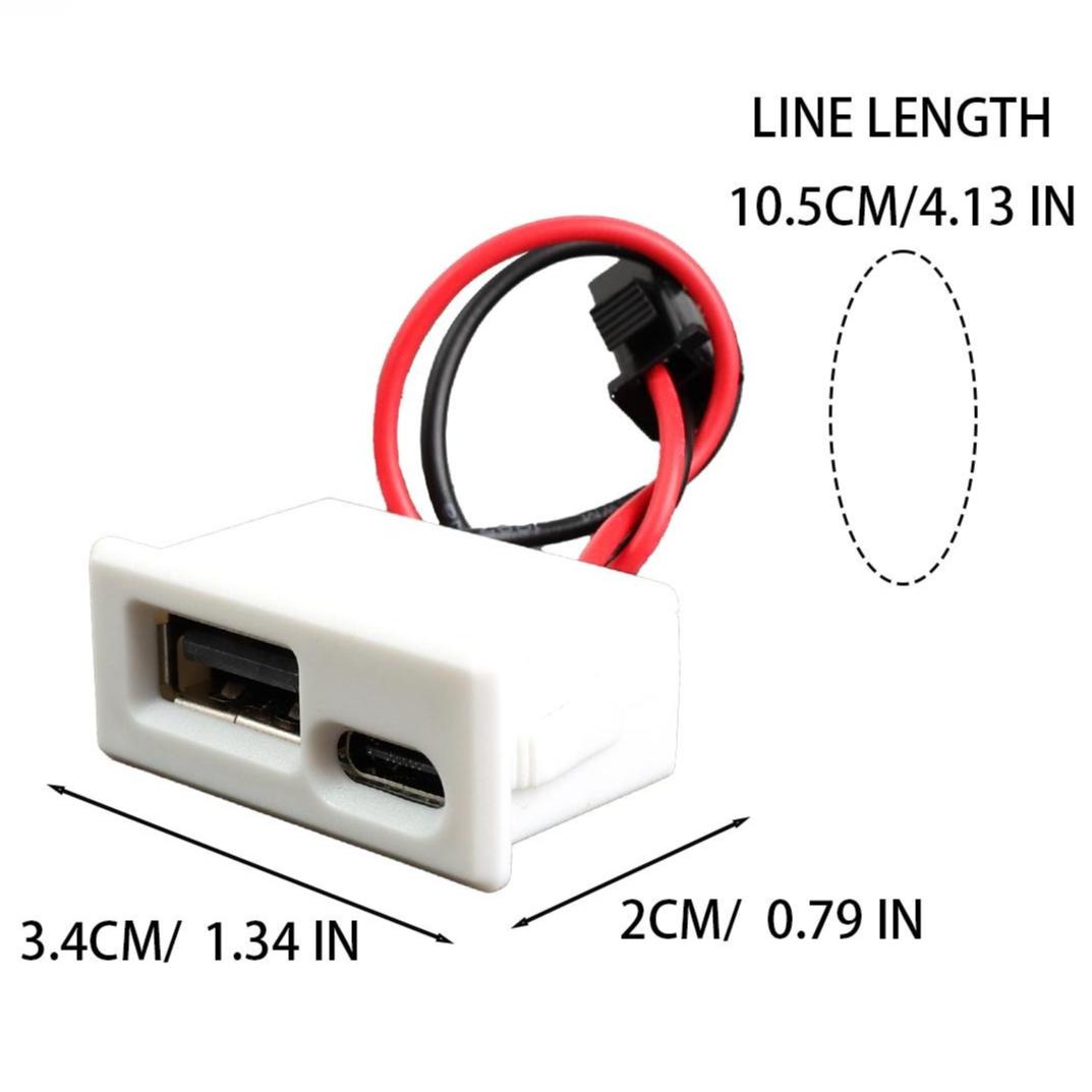 

Automotive Dash Panel Mount Dual Port Female Socket 2 in 1 USB Charging Outlet 5V 2A for Car Marine Smart Device PVC Connector
