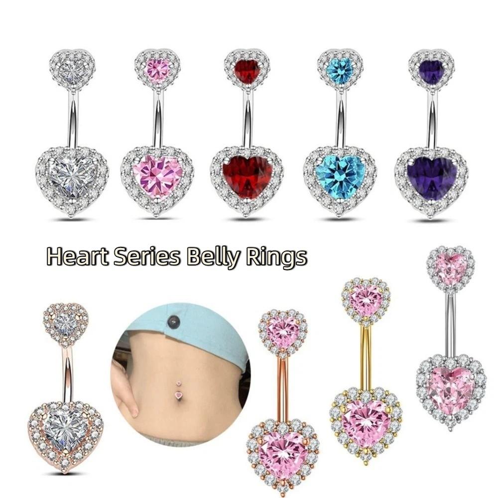 Liebe Zirkon Bauchnabelring Strass Körperpiercing Schmuck Doppelherz Bauchnabelring Mädchen