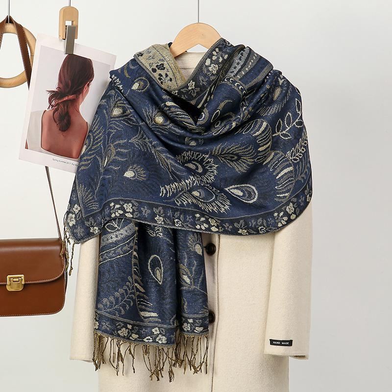 Cashmere Feeling Paisley Scarf for Women Pashmina Shawls Tassel Hijab Head Wrap Femme Winter Scarves Foulard Bufanda
