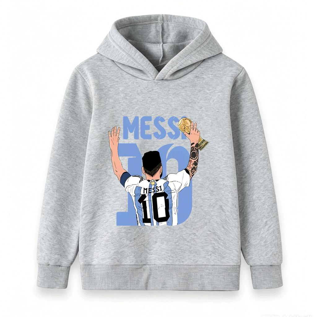 Kids Boys Girls 100% Cotton Crew Neck Short Sleeve T-Shirt, Football Star 10 Print Casual Tee for Youth Sports Fans, Comfortable Summer Daily Tops for