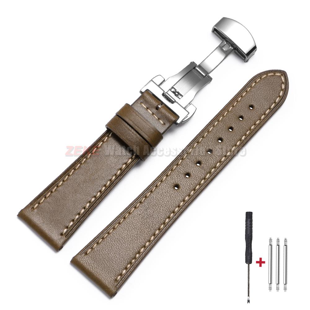 18mm 20mm 22mm Cowhide Watch Strap for Rolex for Seiko Quick Release Wrist Band Butterfly Buckle Leather Bracelet Accessories