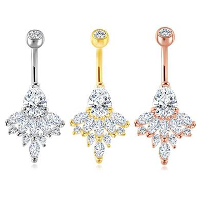 Stainless Steel Jewelry  Exquisite Zircon Navel Ring Trend Woman Body Piercing Female Accessories Sexy Women Punk Belly Button Ring