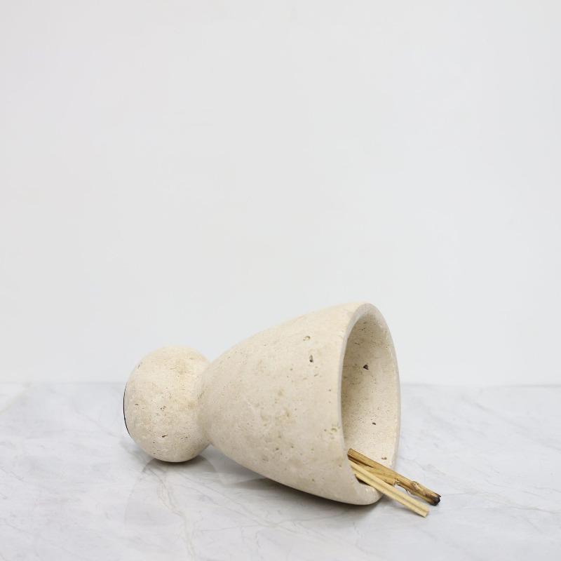 Wabi Sabi Style Natural Yellow Cave Stone Flower Wood Incense Rack Decoration Palo Santo Burner, Aromatherapy Crystal Container