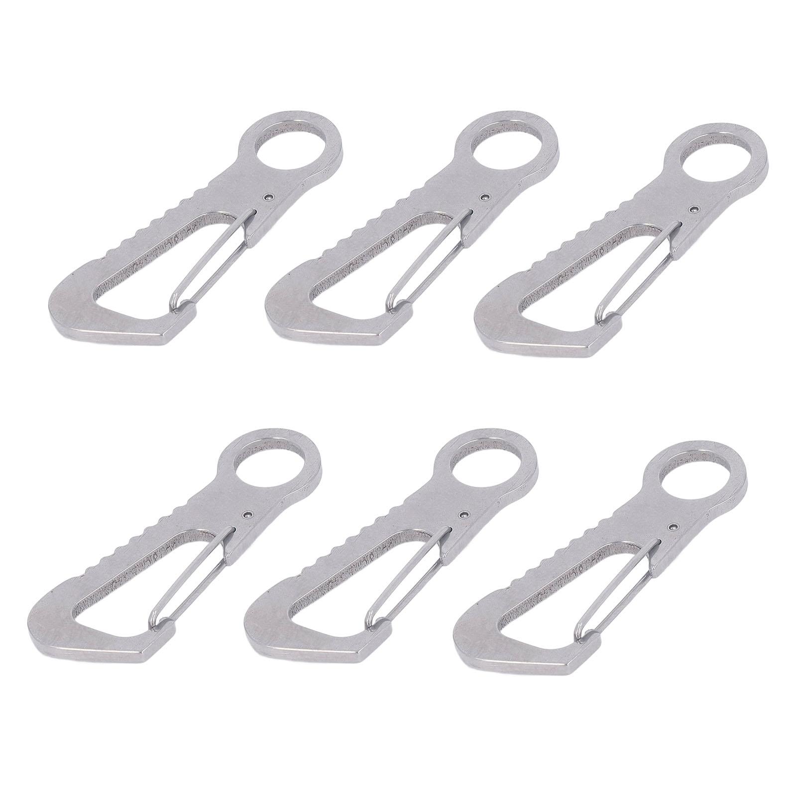 6 Pcs Outdoor Carry Multifunctional Stainless Steel Quick Hang Buckle Keychain Quick Hooks Silver