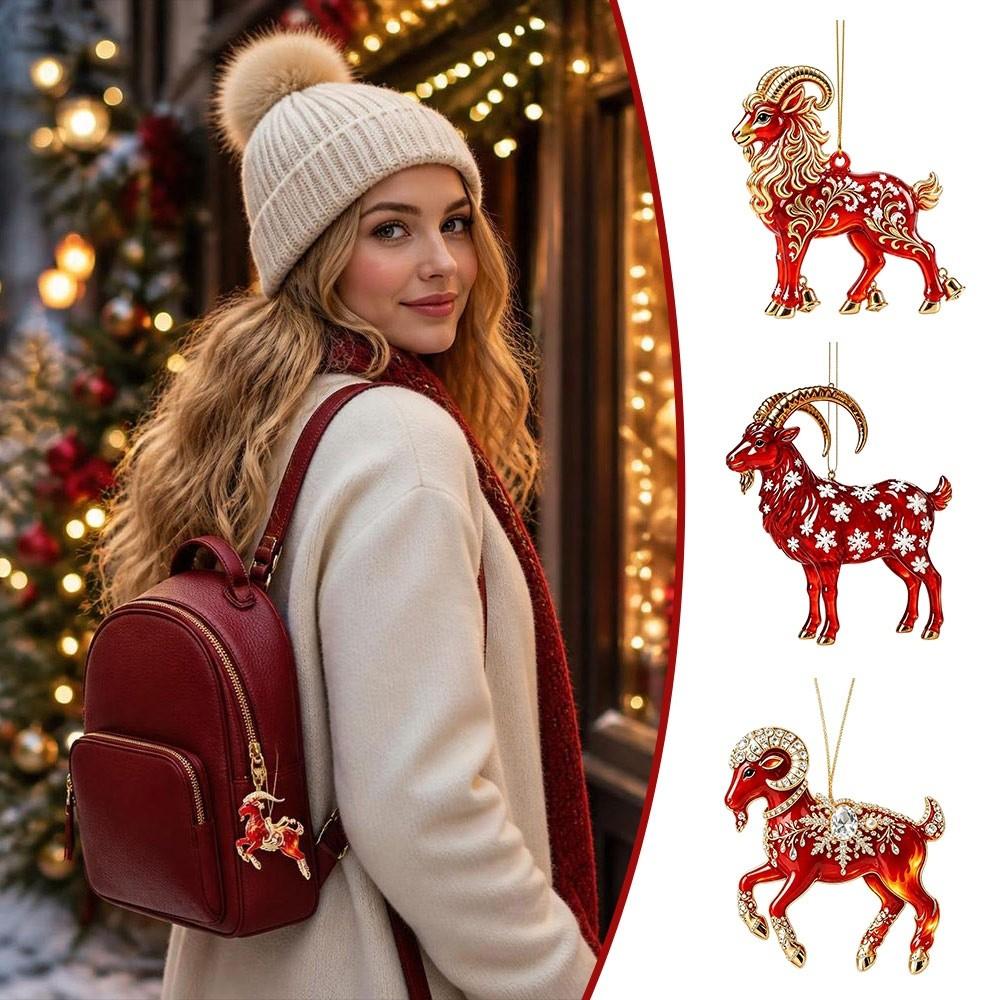 Glänzendes Ziegen-Hängeornament Acryl-Weihnachtsbaumschmuck Neues Sternzeichen Ziege Souvenir Taschenanhänger