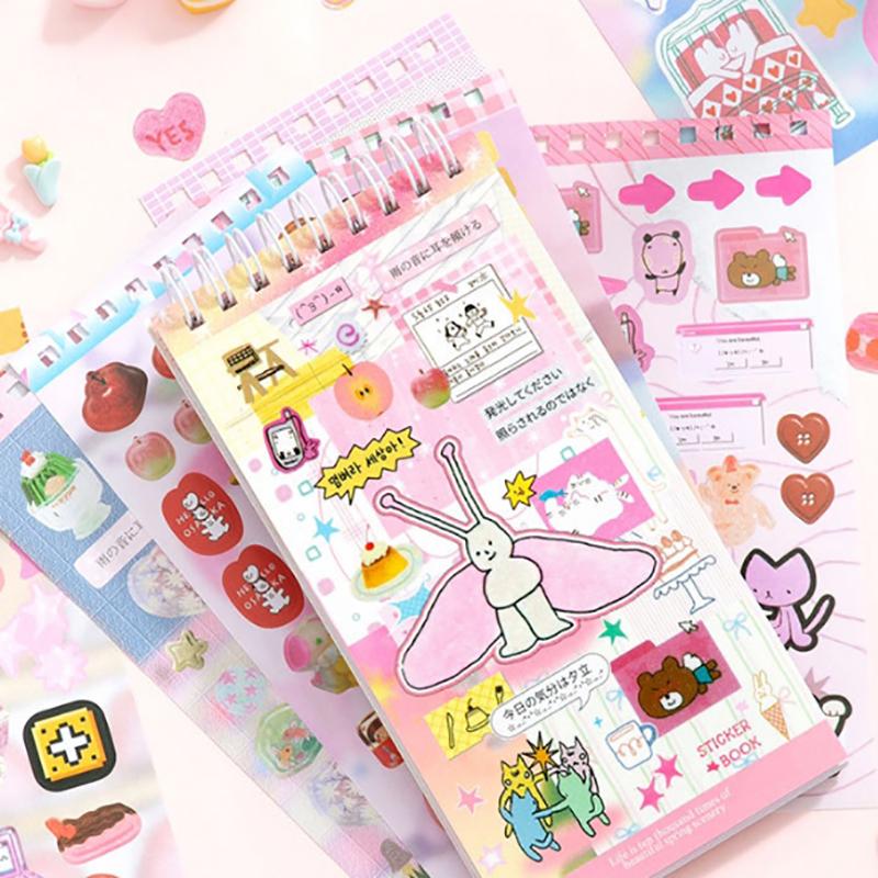 20 Sheets Ins Hand Account Stickers Scrapbooking Kawaii Stationery Cartoon Pet Sticker Book Diy Diary Decoration School Supply