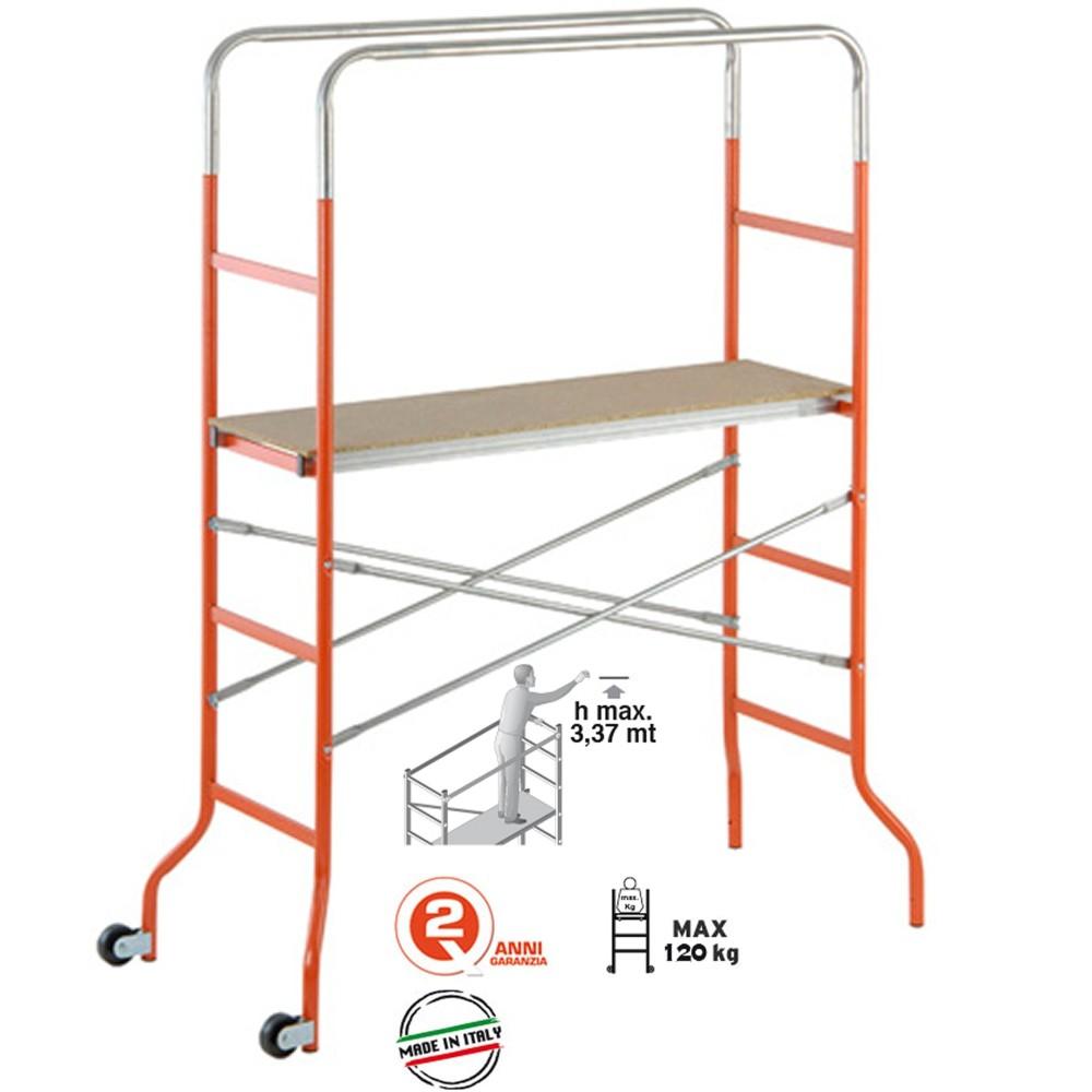 Trabattello LoviStore In Acciaio – Altezza Max 372 Cm, Portata 120 Kg, Smontabile Con Ruote