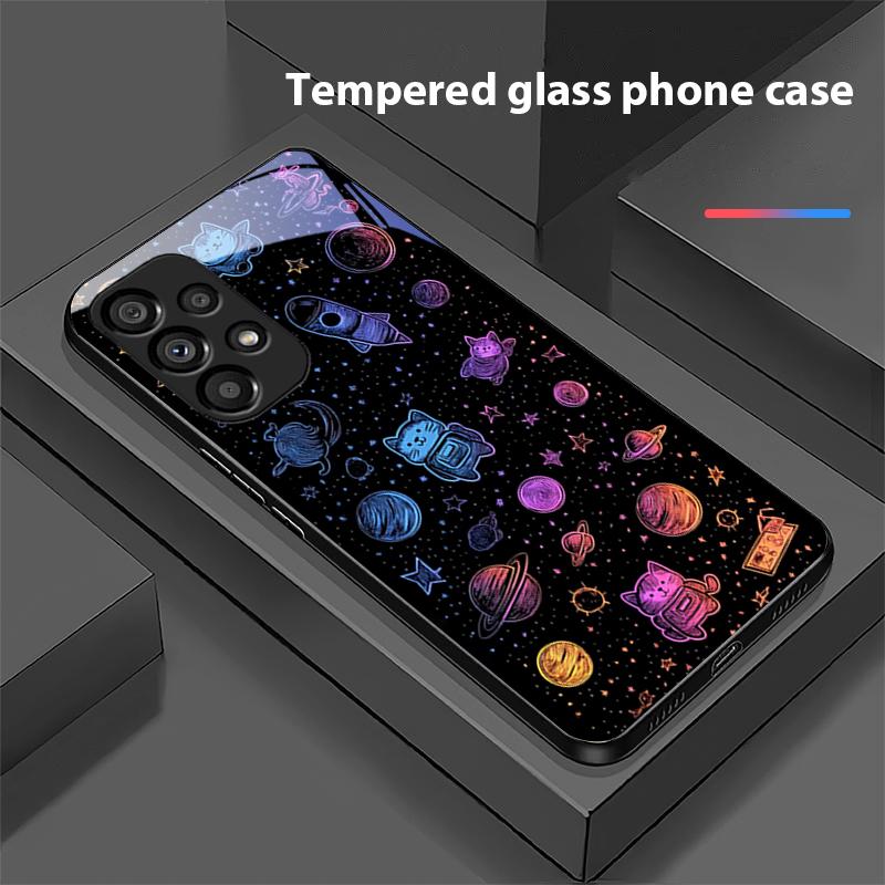 Dream Space Schwarz Grün Für Samsung Galaxy S10 20 Plus 21 FE 22 23 24 FE 25 Ultra Schwarz Gehärtetes Glas Handyhülle Hartschale