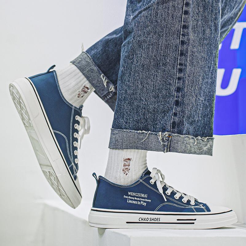 New Men's Fashion Low Top Skateboarding Canvas Breathable Shoes Students Boys Male Casual Comfortable Soft Sole Trending Sneakers