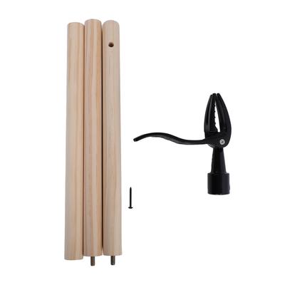 Stand Up Weed Puller Tool with Wood Long Handle Garden Hand Weeding Tool Aluminum Alloy Claw