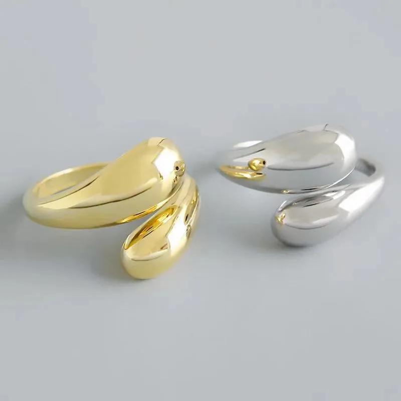 LATS Designer Gold Silver Colour Water Drop Ring Woman Europe America Jewelry Trendy Accessories Gift