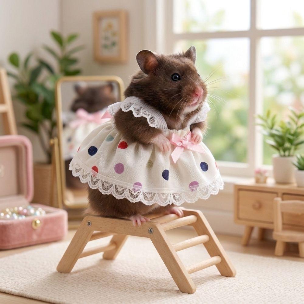 Soft Small Pet Bow Skirt Breathable Hamster Lace Skirt Floral Lace Hamster Dress Pet Party