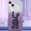 For iPhone 14 Plus Shockproof Cute Rabbit Glitter Case Phone Cover with Kickstand