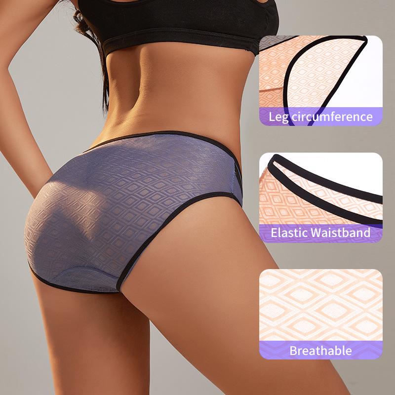 Women's Underwear With Mesh Breathable Knickers Sexy Mid Waist Briefs Ladies Underpants Fit 60kg to 125kg