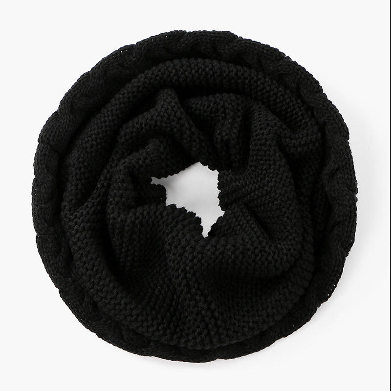 Podzim Zima Dámský Copánkový Žebrovaný Kruhový Šál Elegantní Módní Jednobarevný Šátek Šála