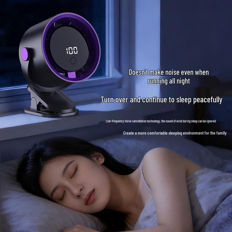 100-Speed Digital Display Desktop & Wall-Mount Rechargeable Fan for Home, Dorm, & Outdoor Use