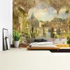 Balcony City Castle Hill Green Plant Landscape Printing Tapestry  Cheap Hippie Wall Hanging Bohemian Wall Tapestries