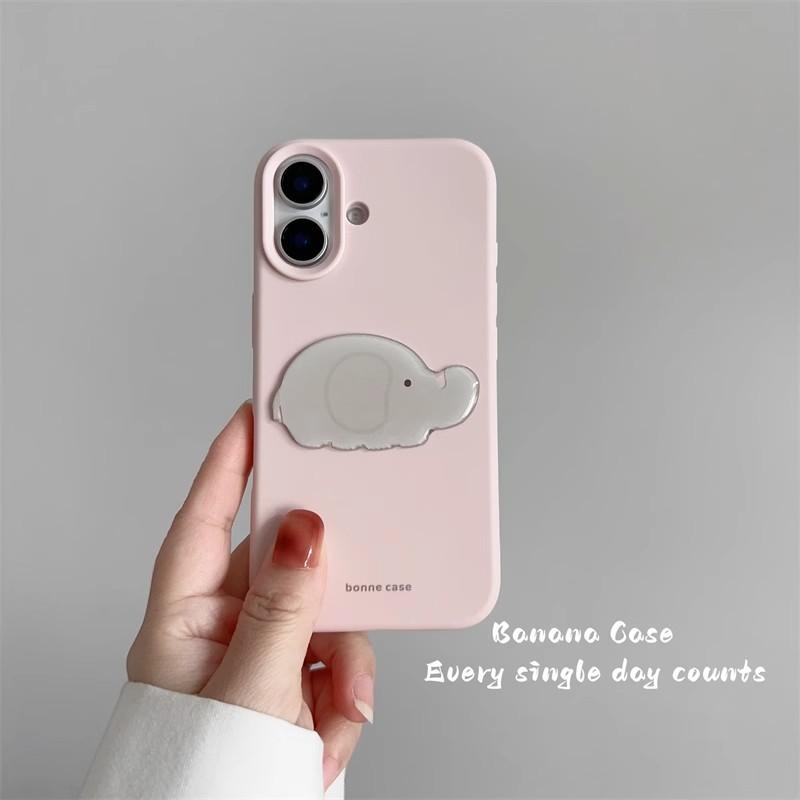 Ins Style Cute Little Gray Elephant 15pro Max for Apple 17 Mobile Phone Case Silicone for IPhone14 for 13 Three-dimensional Stickers