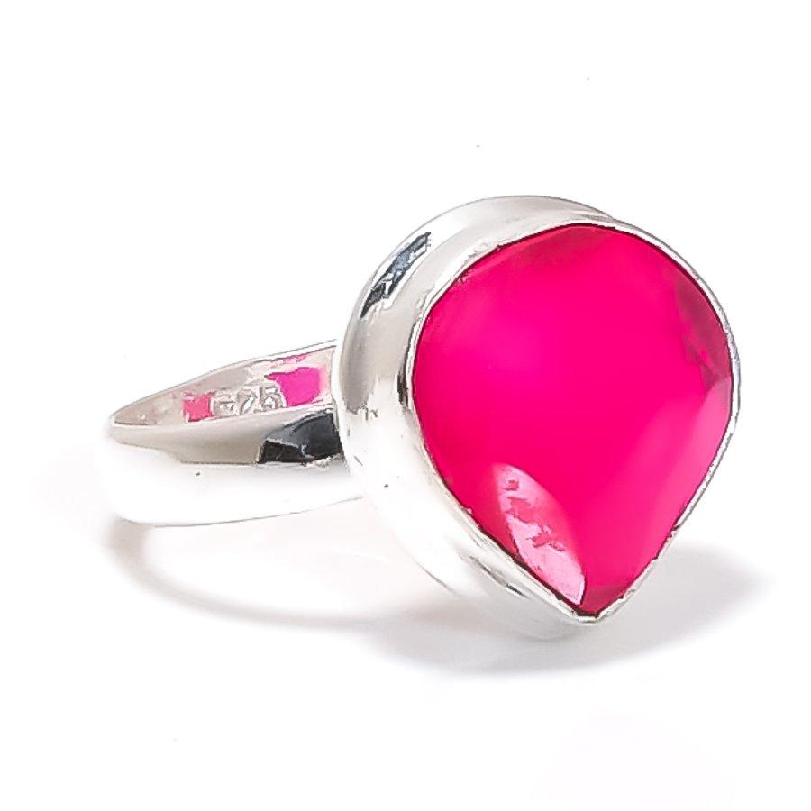 

Red Jade Gemstone Handmade 925 Sterling Silver Jewelry Ring Size 7 GK-6481