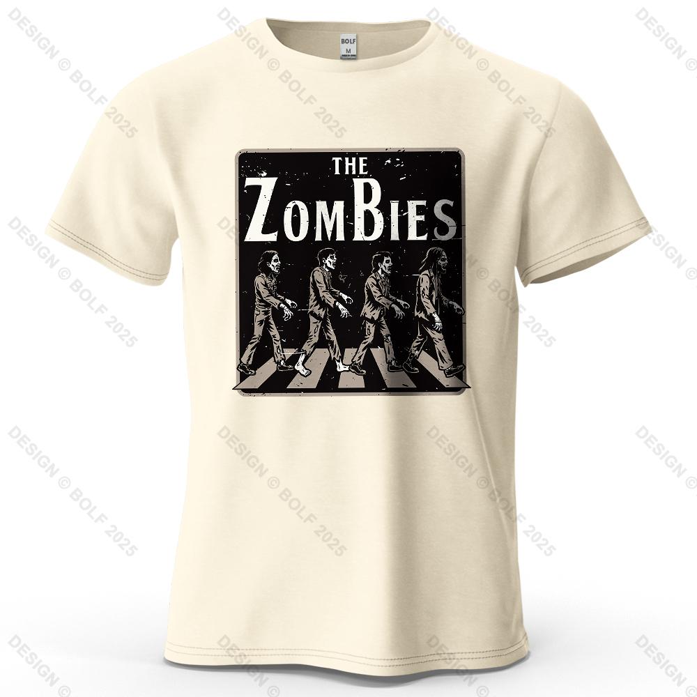 

Zombie Crossing Style Printed Men s T-Shirt 100% Cotton Oversized Rock Retro Graphic Tees for Women Tops Tees Casual Streetwear 4XL
