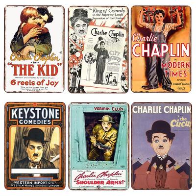 Chaplin vintage metal flandres cartaz chique retro estanho sinais placa de metal cartaz quarto pub bar decoração da parede 20x30cm