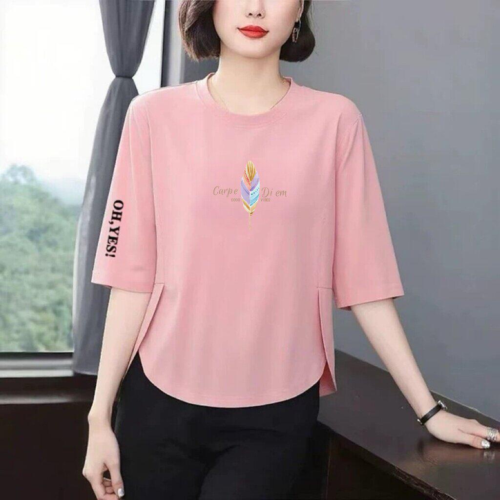 

Korean Retro Chic Printed Three-Quarter Sleeve Women s Summer Top: Slimming, Flaw-Hiding, Versatile, Age-Defying. 2XL