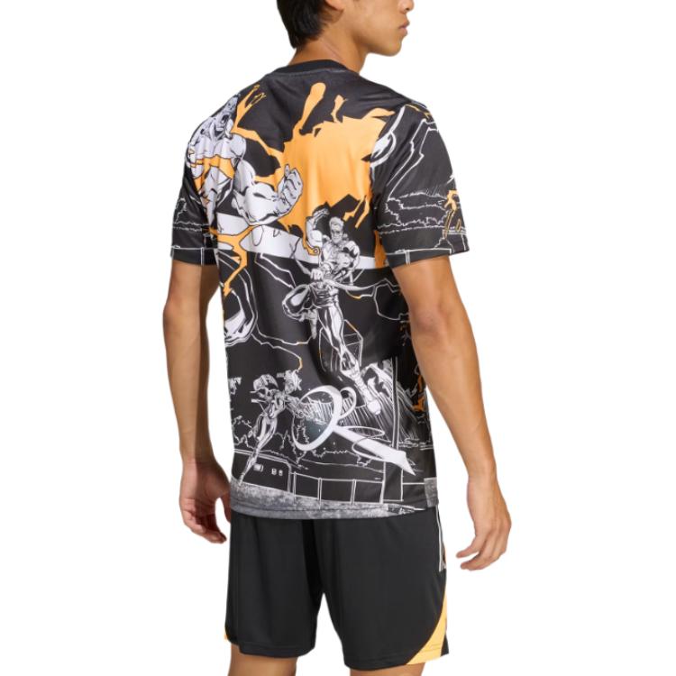 Adidas X Marvel Συνεργασία Ράγκμπι Φθινόπωρο/Χειμώνας 25 All Blacks Captains Run Απορρόφηση Υγρασίας Στενή Εφαρμογή Κουκούλα Κοντομάνικη Μπλούζα Ράγκμπι Ανδρικά κορυφές JV7531