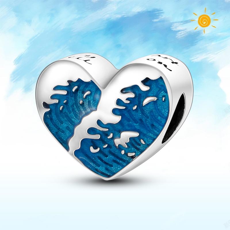 copper Authentic Charm Bead Charms Blue Sea Butterfly Whale CZ Charm Bead Charms Bead Charms Compatible With Authentic Accessories Bracelets Do It You