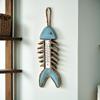 1pc Vintage Fishbone Hanging Ornaments Nautical Style Handicraft Wood Fish Pendant Ative Fishing Net Home Wall Decor