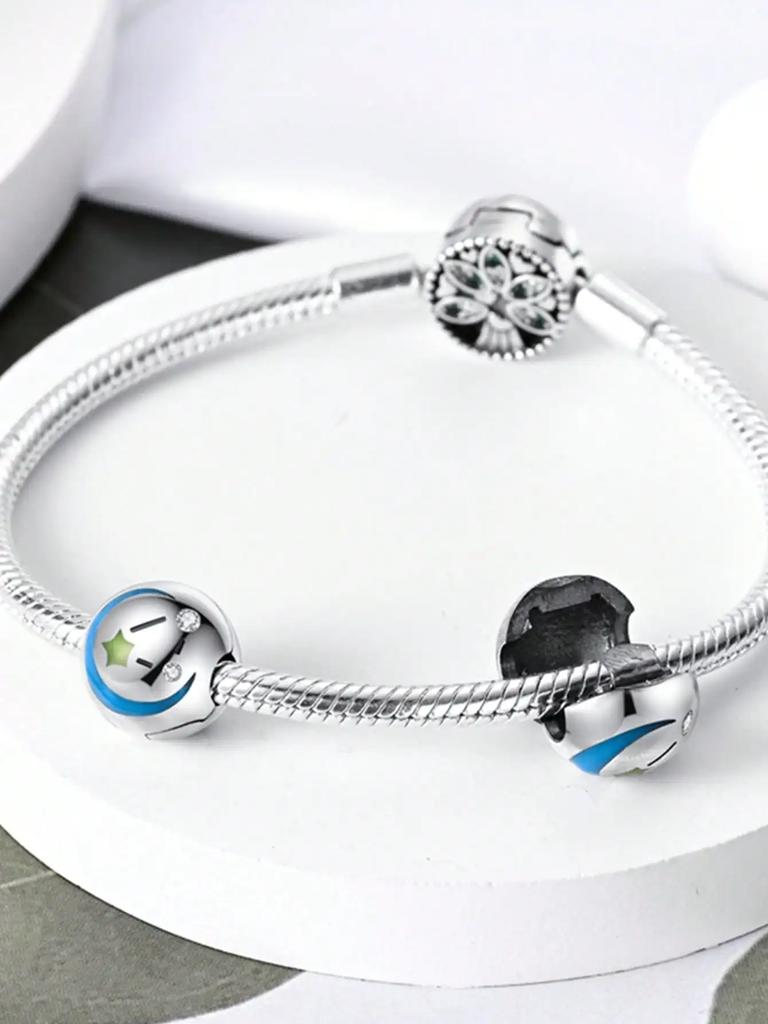 Copper Plated Original Charms Cstars And Moon Beads Clips And Spacers Beads Fit Bracelet Women'S Jewelry Gift