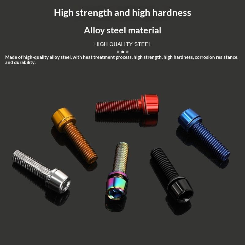 6Pcs Bike Handle Bar Stem Riser Bottle Holder Bolts M5*18Mm Titanium-Plated Colorful Steel Bicycle Handlebar Screws