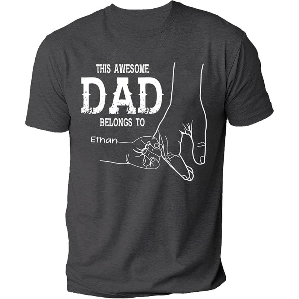 Summer 2D Printed 100% Cotton Personalize Best Grandpa Dad Ever Black Shirt - Custom Fist Bump Papa Father w Kid Name T-Shirt S