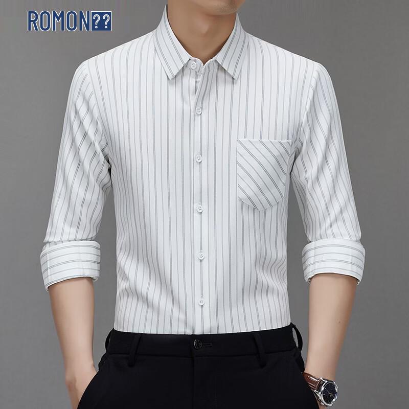 

ROMON Men s Casual Striped Long Sleeve Shirt 4XL