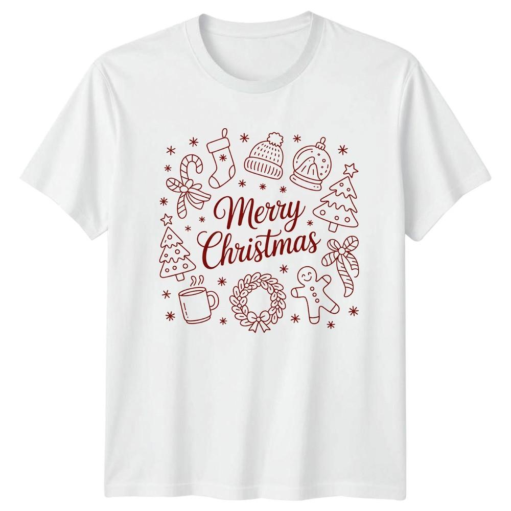 Merry Christmas Holiday Doodle Unisexs TShirt Unisexs Tee Festive Graphic S