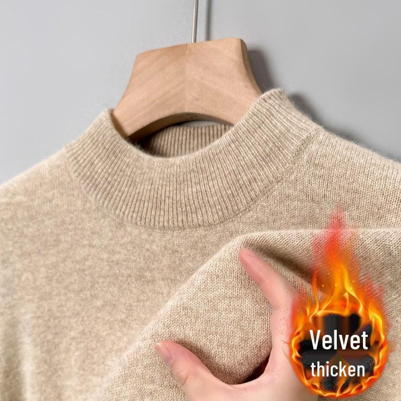 Men's Half-High Collar Thick Knit Sweater - Autumn/Winter Velvet Business Layer
